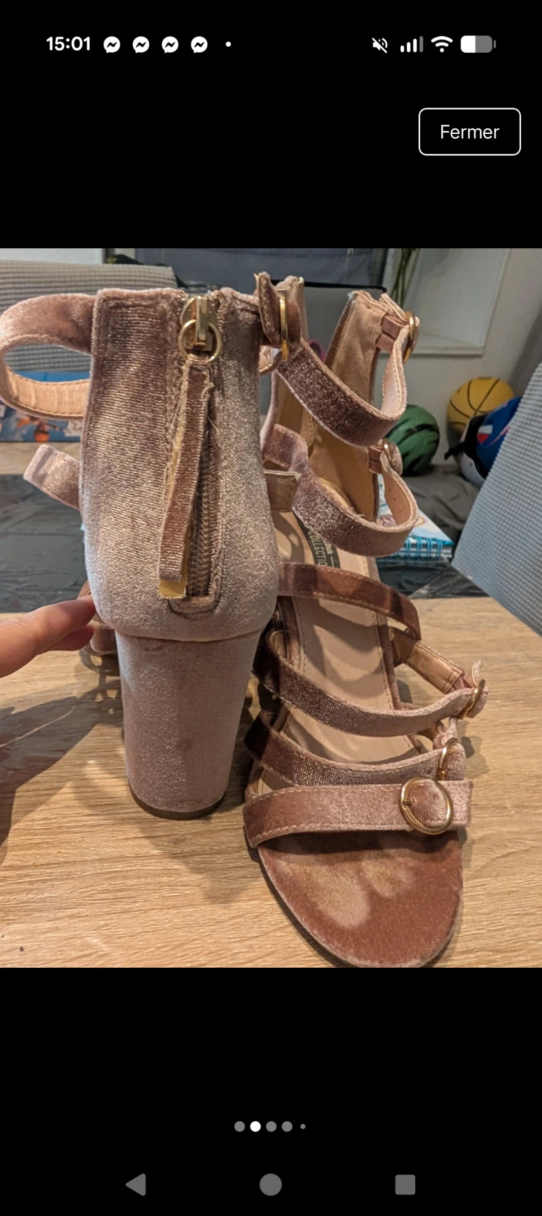 Magnifique Sandales à talons en velours rose poudré Sacha Trend Collection taille 37 – photo 2